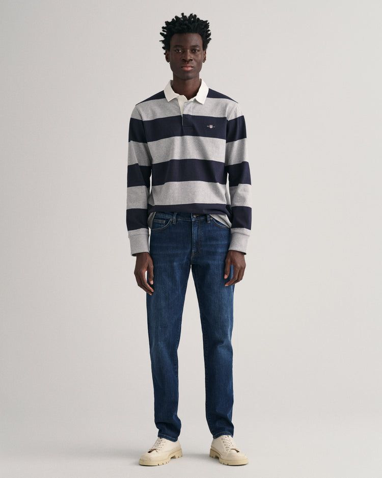 Spodnie jeansowe męskie slim fit granatowe