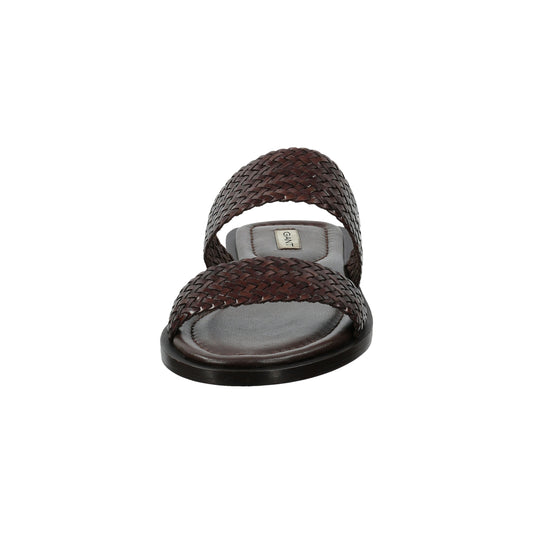 Skórzane klapki damskie brązowe