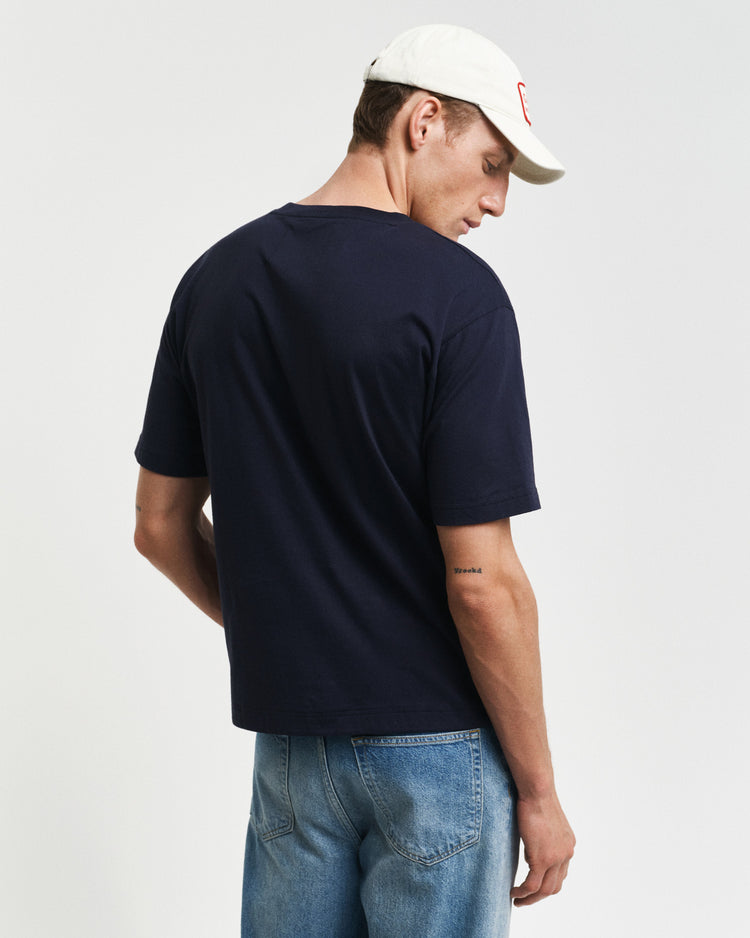 Bawełniany t-shirt męski z nadrukiem okrągły kołnierzyk relaxed fit