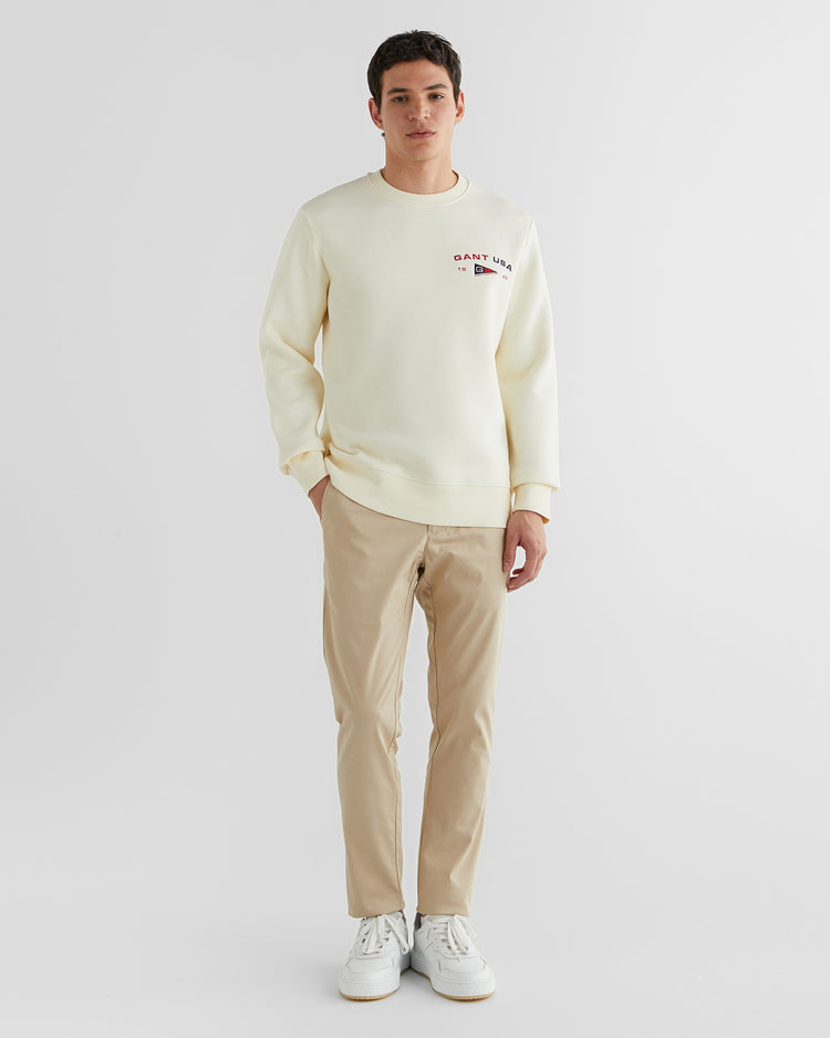 Bluza męska z nadrukiem regular fit kremowa