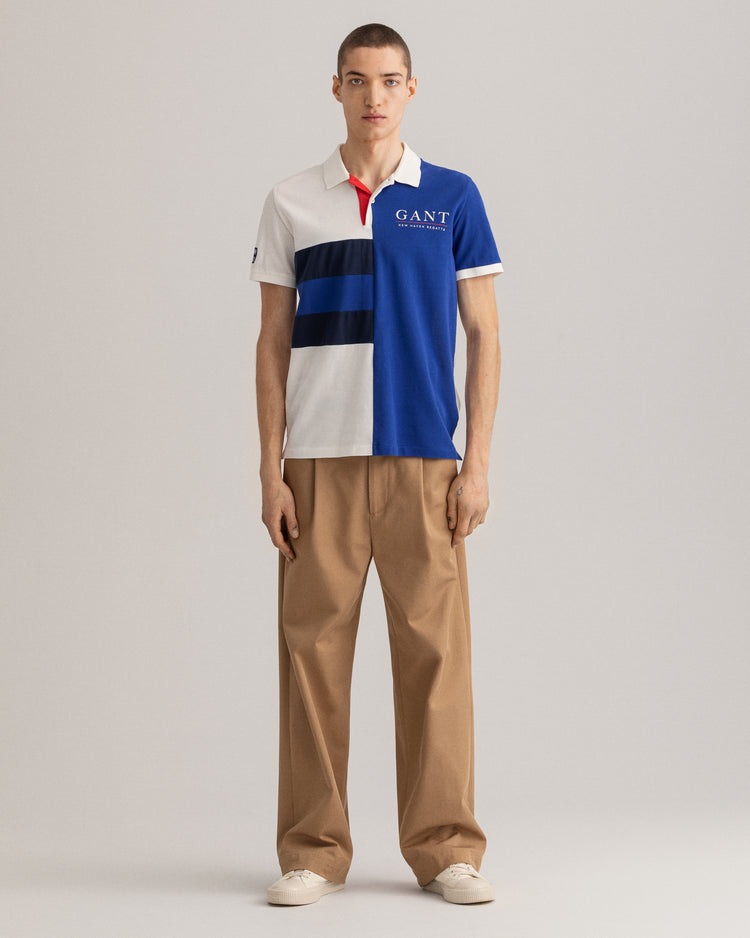 Bawełniane polo męskie z krótkim rękawem i nadrukiem regular fit