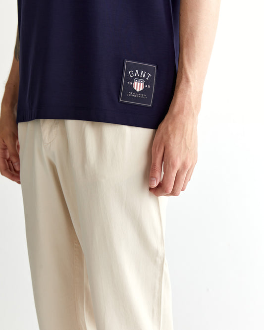 T-shirt męski z nadrukiem okrągły kołnierzyk relaxed fit