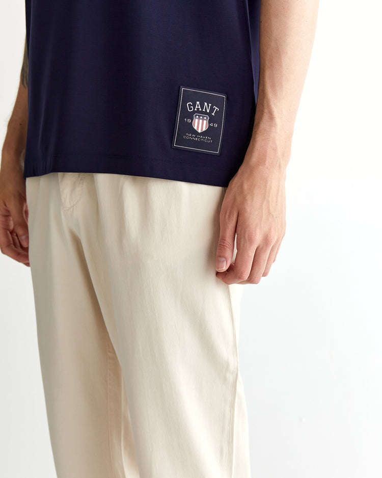 T-shirt męski z nadrukiem okrągły kołnierzyk relaxed fit