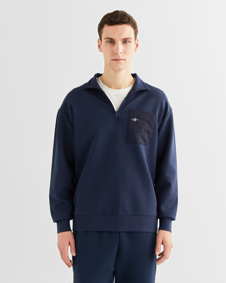 Bluza męska z długim rękawem i zamkiem do połowy relaxed fit