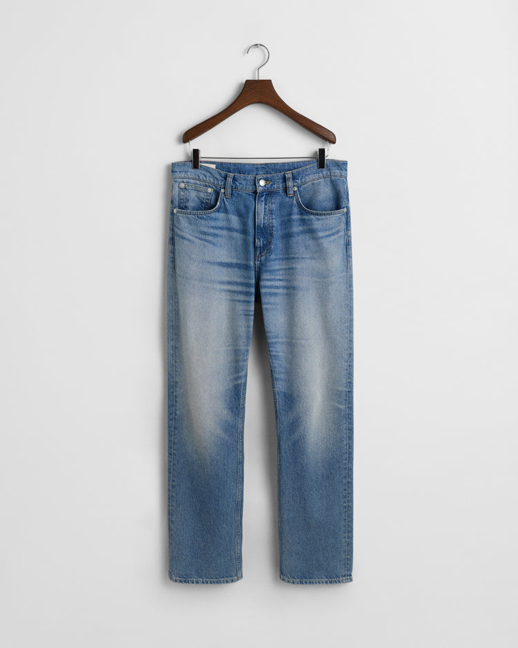 Spodnie męskie straight fit niebieskie