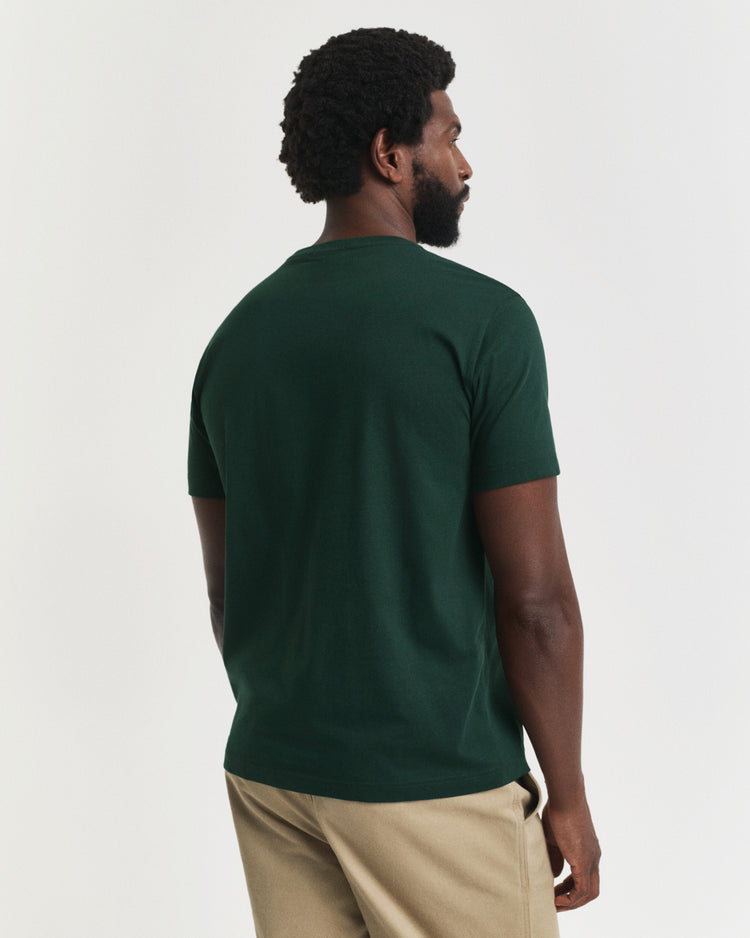 T-shirt męski z okrągłym dekoltem regular fit zielony