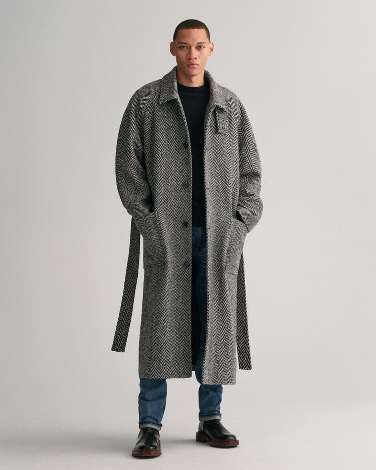 Wełniany sweter męski z okrągłym dekoltem regular fit czarny