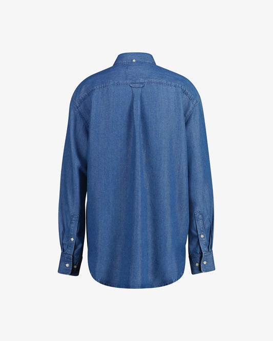 Koszula damska z długim rękawem relaxed fit niebieska