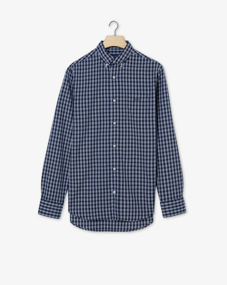 Bawełniana koszula męska w kratkę z długim rękawem regular fit