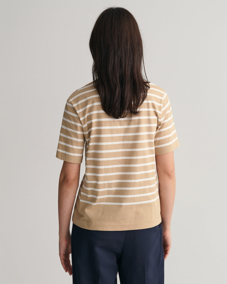 T-shirt w paski z logo