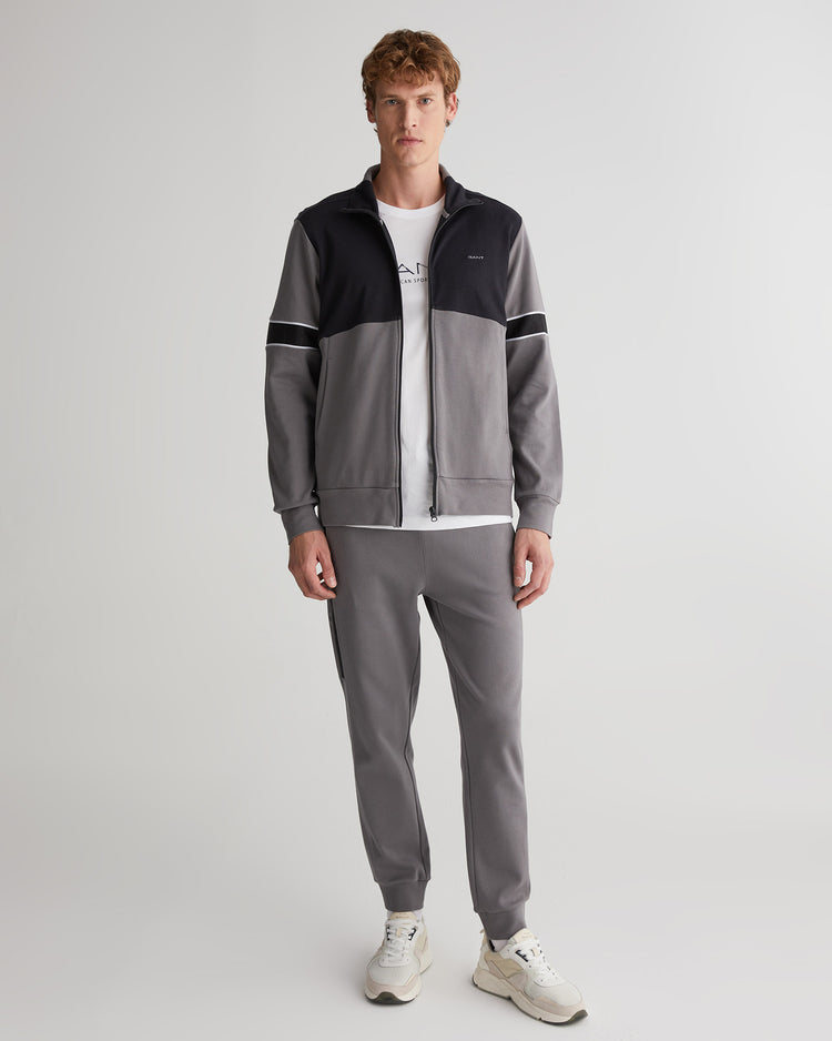 Bawełniana bluza męska z zamkiem regular fit szara