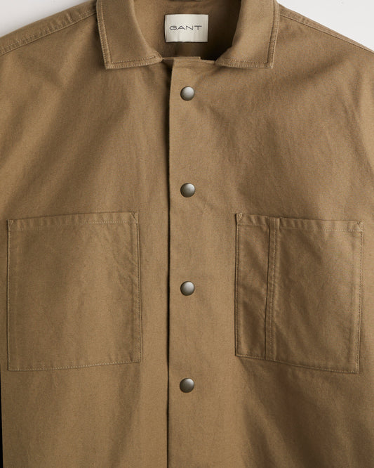 Koszula męska z długim rękawem relaxed fit brązowa