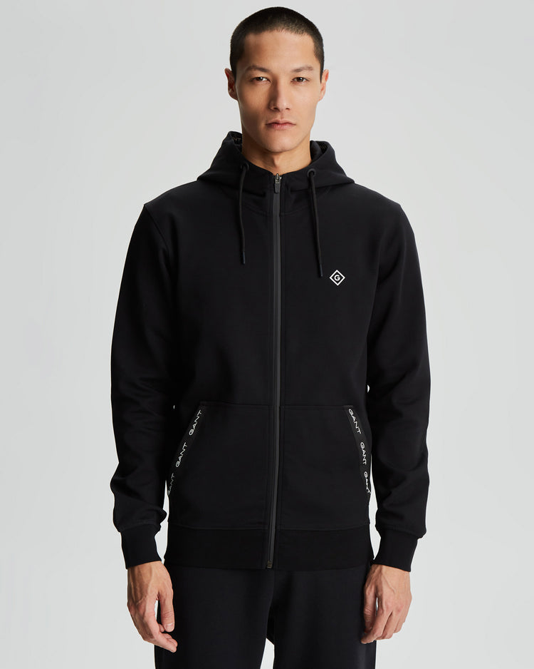 Bluza męska z nadrukiem z kapturem regular fit czarna