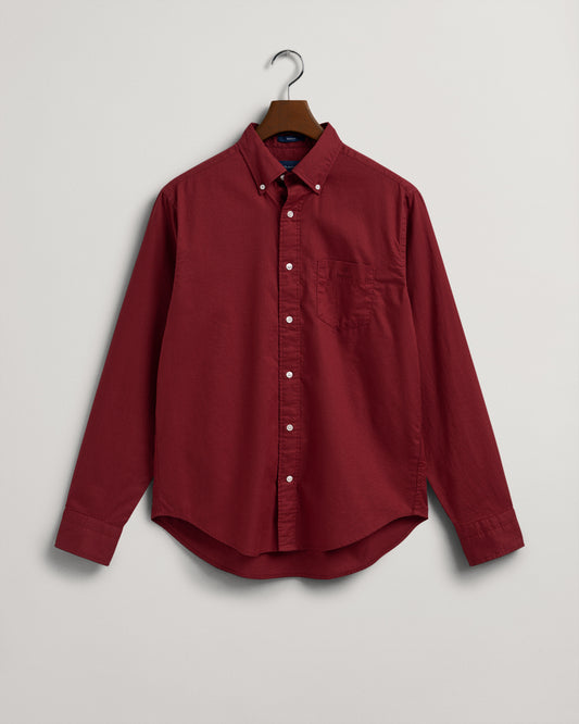 Bawełniana koszula męska z długim rękawem regular fit czerwona