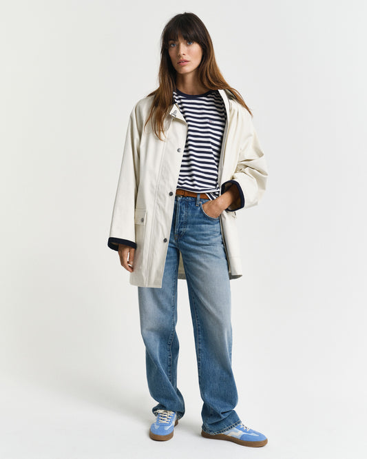 Koszulka damska w paski z okrągłym dekoltem regular fit