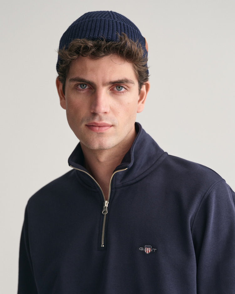 Bluza męska z zamkiem do połowy regular fit granatowa