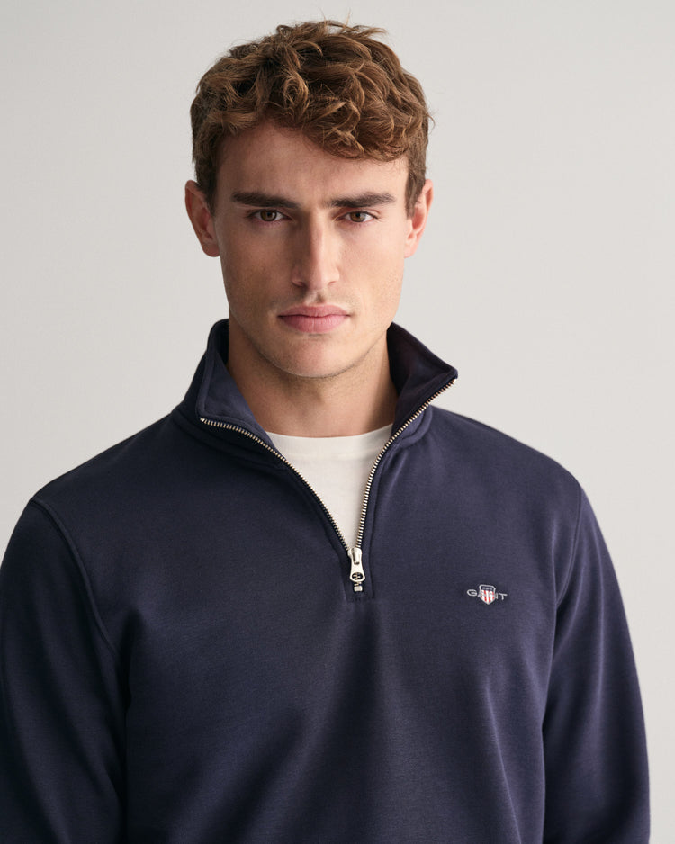 Bluza męska z zamkiem do połowy regular fit granatowa