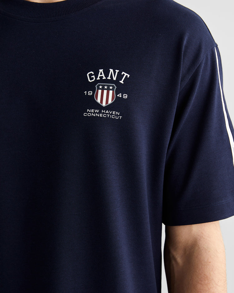 T-shirt męski z nadrukiem i okrągłym kołnierzykiem relaxed fit