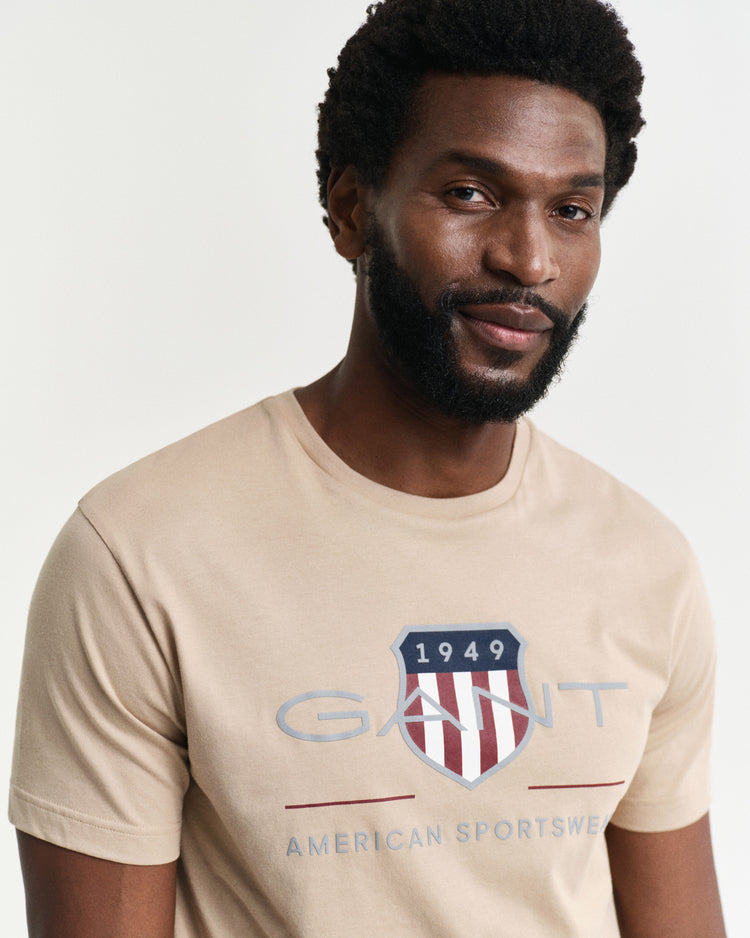 Bawełniany t-shirt męski z nadrukiem okrągły kołnierzyk regular fit