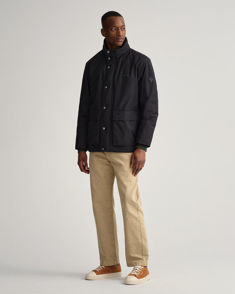 Kurtka męska ze stójką z długim rękawem regular fit czarna