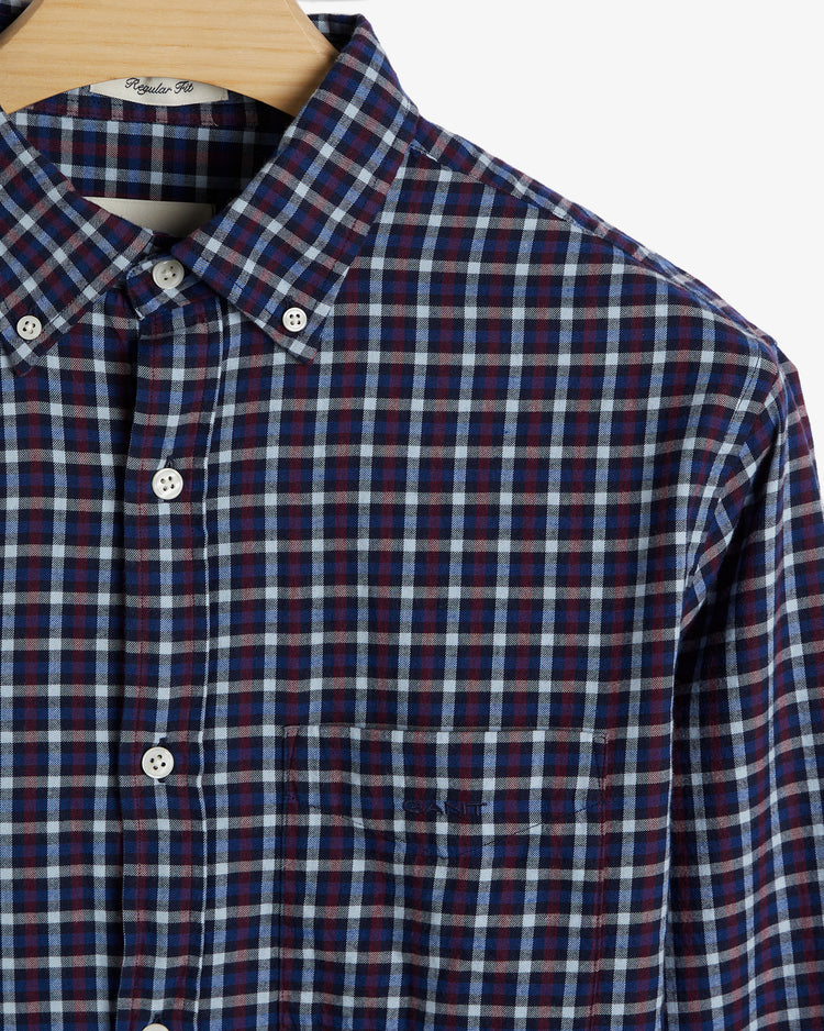 Bawełniana koszula męska w kratkę z długim rękawem regular fit