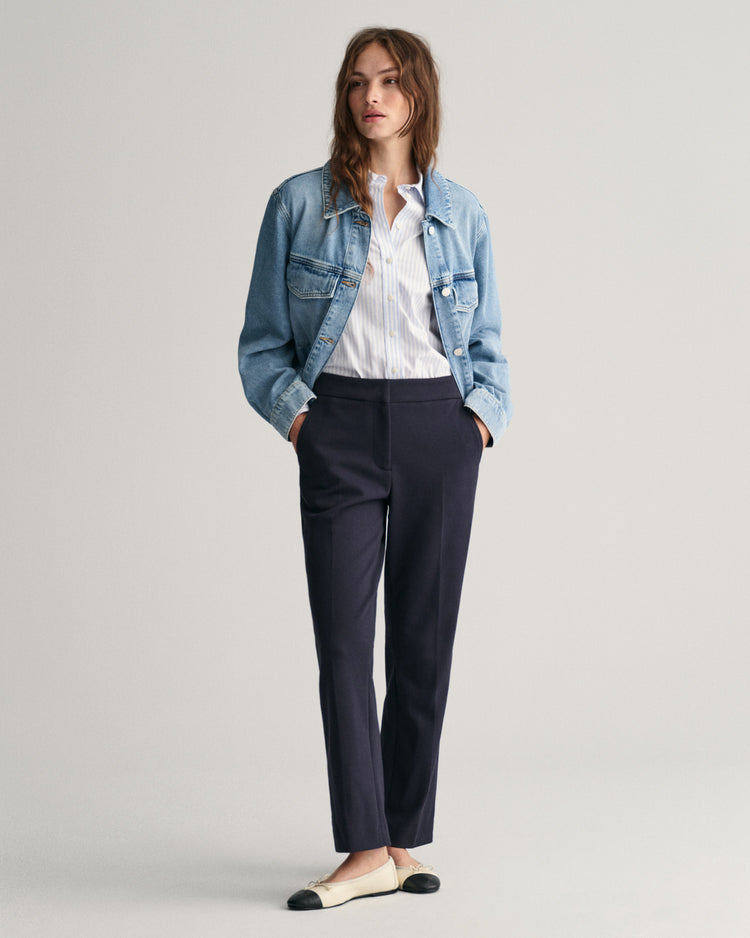 Bawełniana koszula damska w paski z długim rękawem regular fit