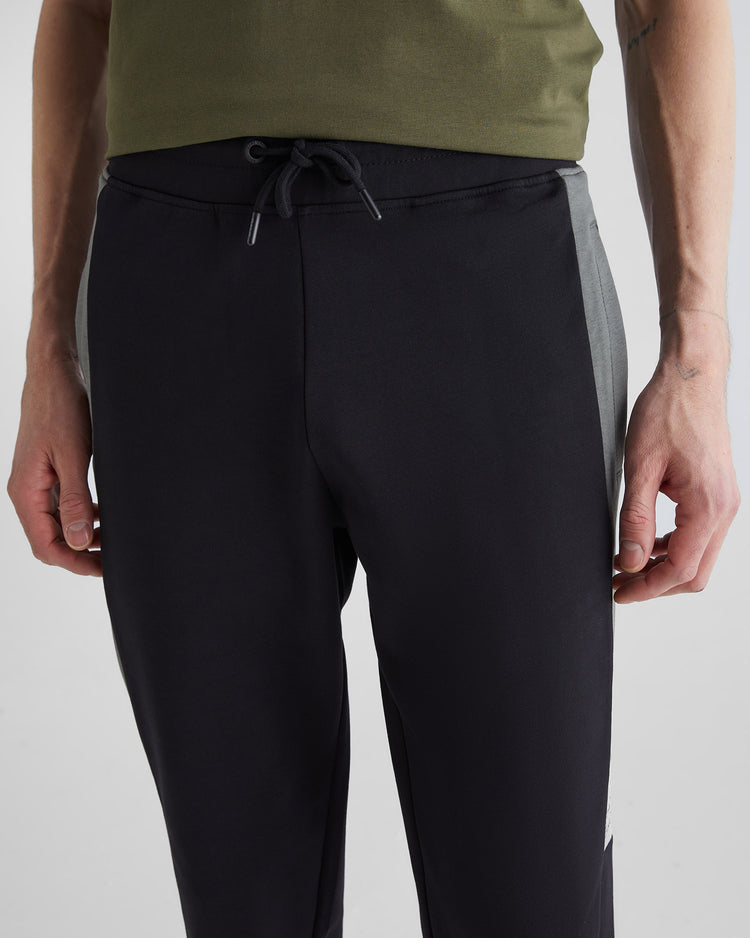 Spodnie dresowe męskie z nadrukiem regular fit czarne