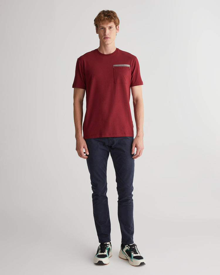 T-shirt męski z nadrukiem z okrągłym kołnierzykiem regular fit czerwony