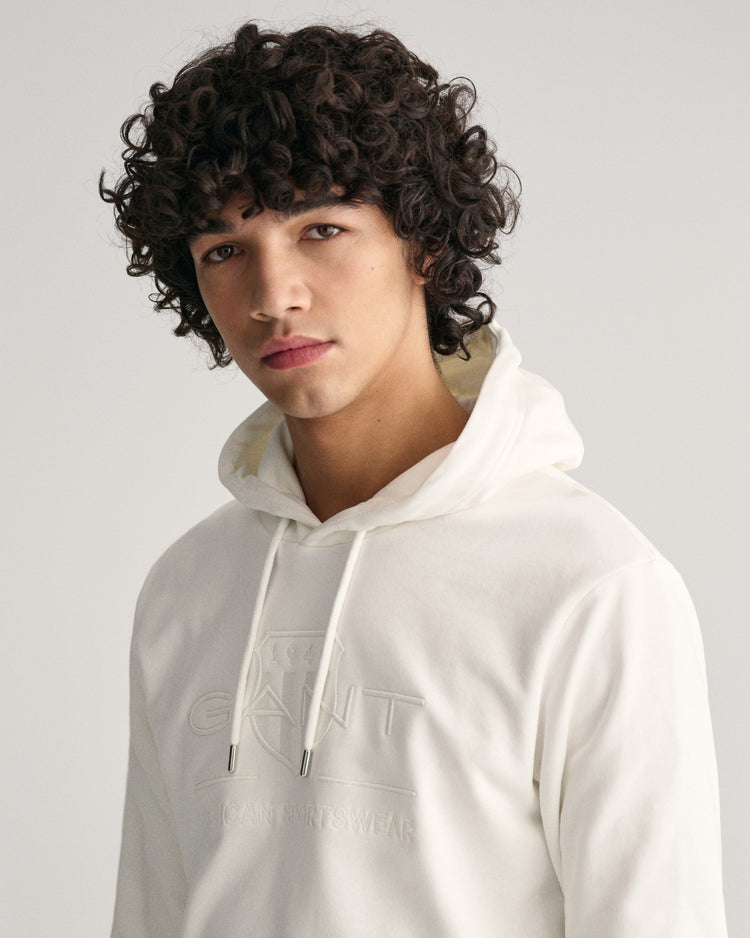 Bawełniana bluza męska z kapturem regular fit beżowa