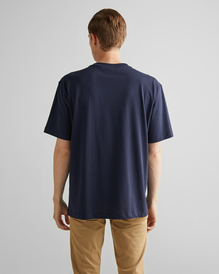 Bawełniany t-shirt męski z nadrukiem okrągły kołnierzyk relaxed fit