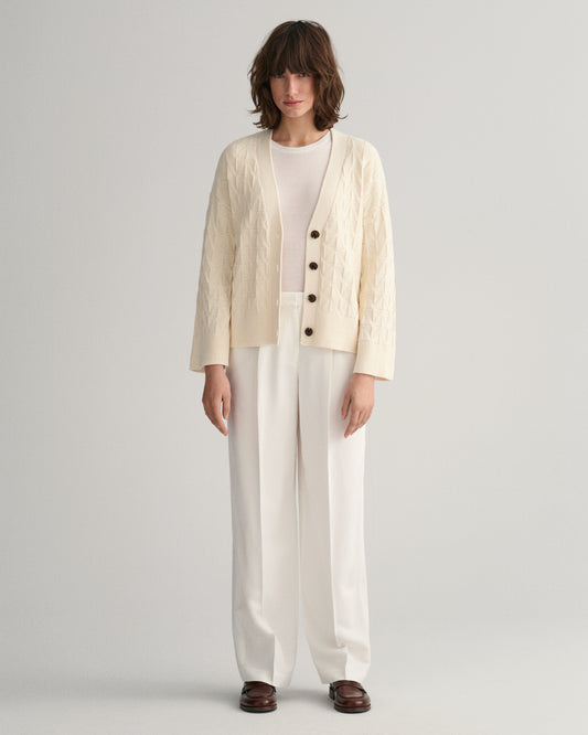 Sweter rozpinany damski z długim rękawem i klasycznym kołnierzem relaxed fit