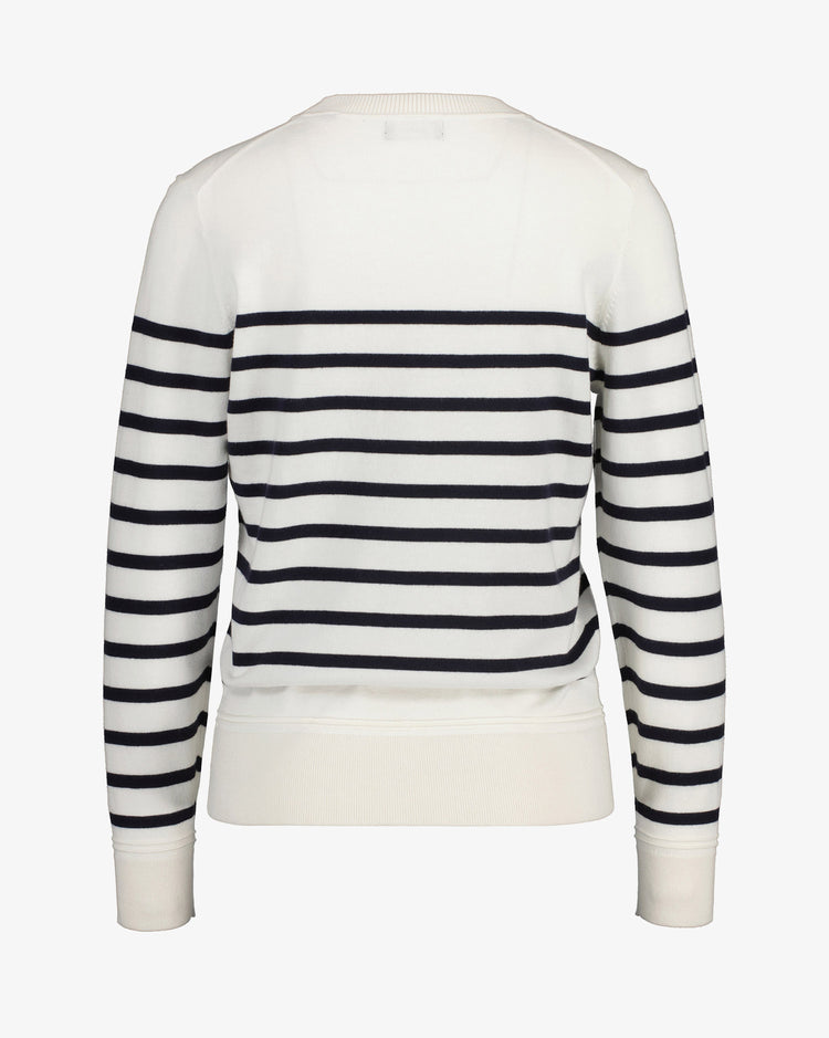 Sweter z lekkiej bawełny z okrągłym dekoltem i bretońskimi paskami