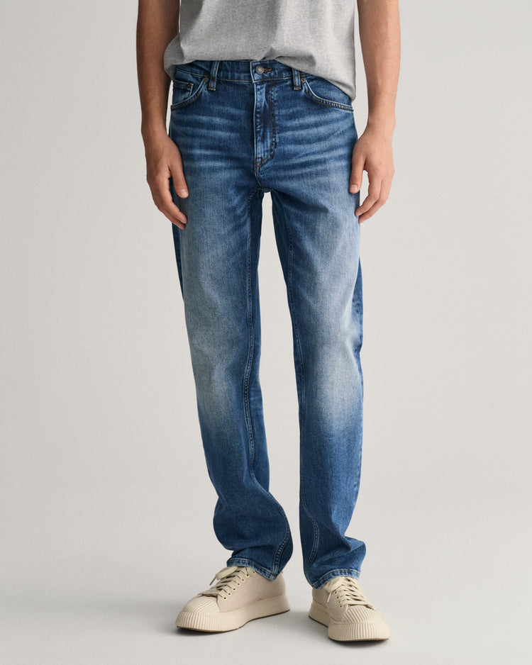 Spodnie jeansowe męskie regular fit niebieskie