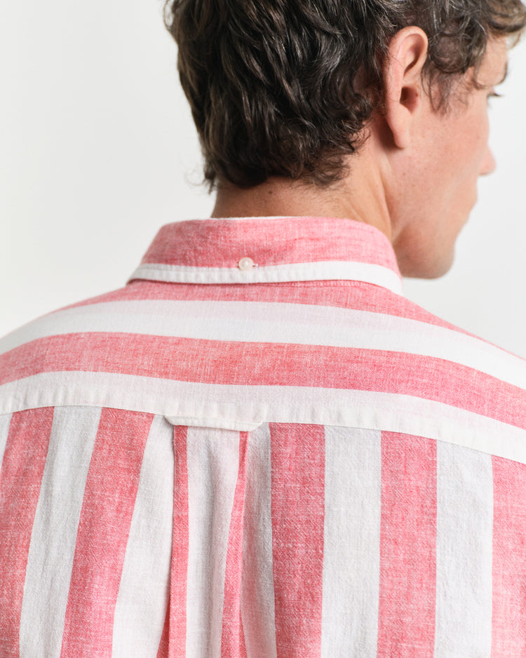 Koszula męska w paski z długim rękawem regular fit czerwona