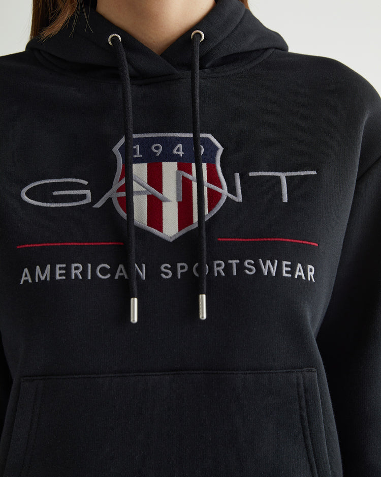 Damska czarna bluza z kapturem i logo