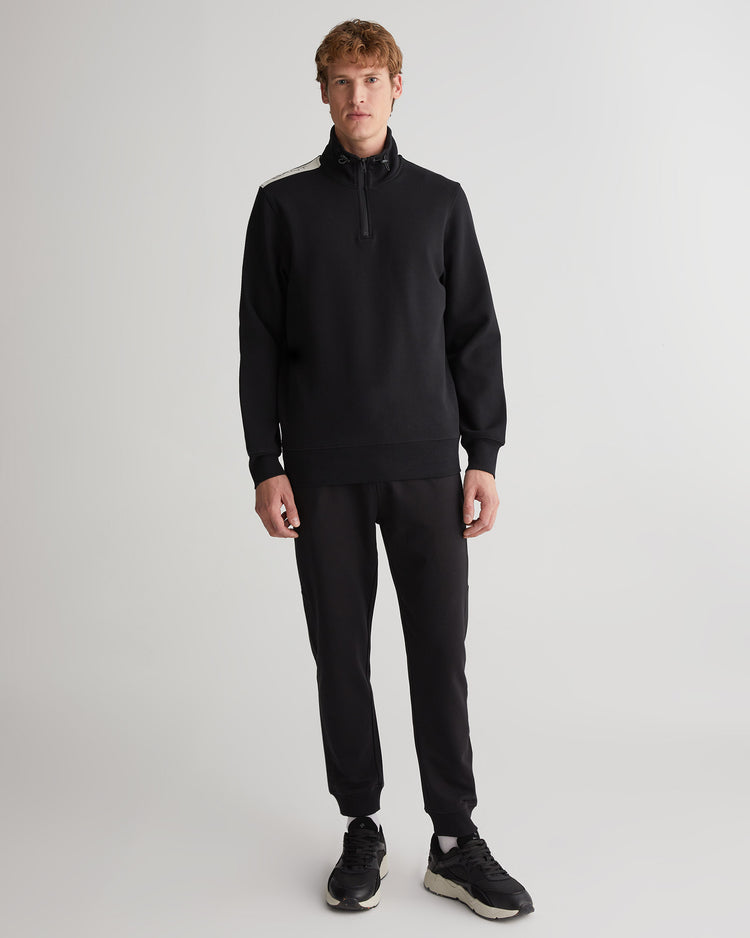 Bluza męska z nadrukiem z zamkiem do połowy regular fit czarna