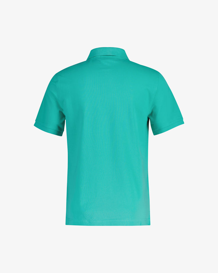 Męska niebieska koszulka polo regular fit z bawełnianej piki