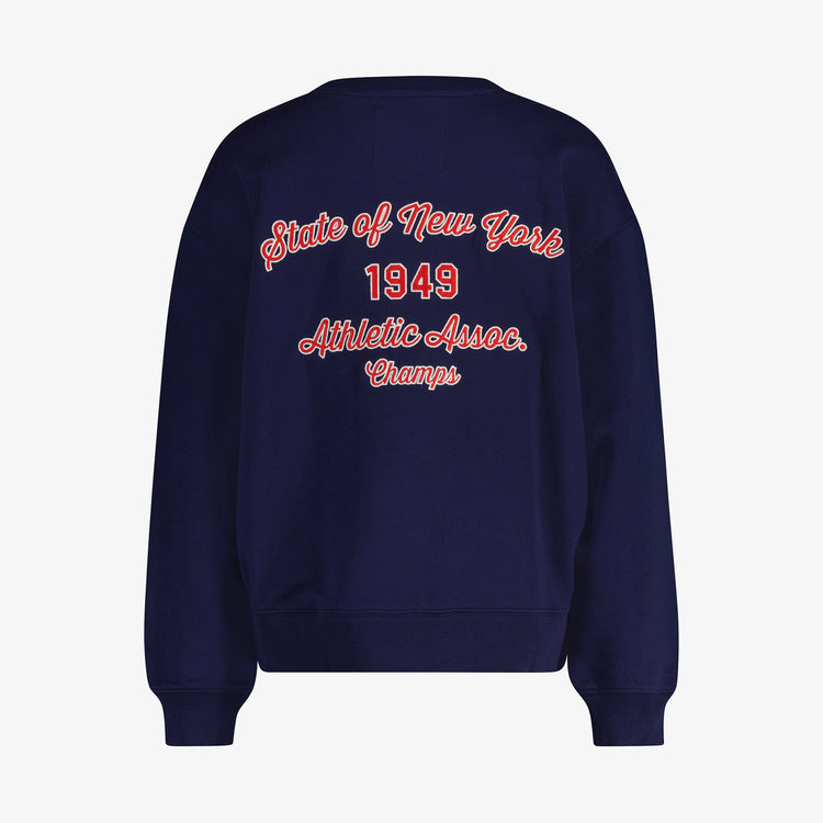 Damska granatowa bawełniana koszulka z naszywką frotte