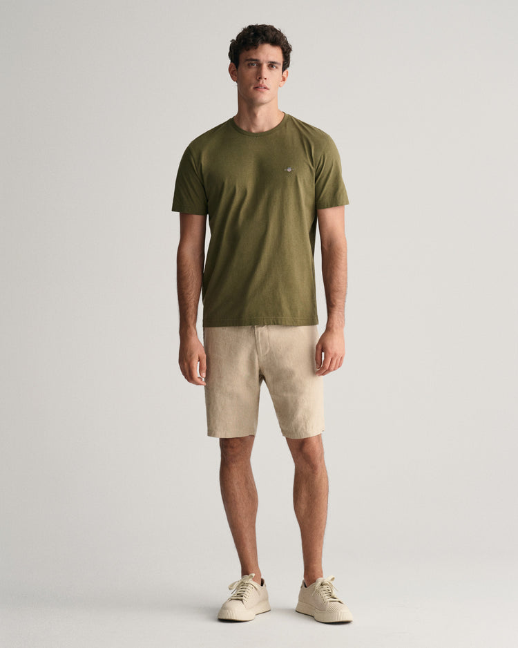 T-shirt męski okrągły dekolt regular fit zielony