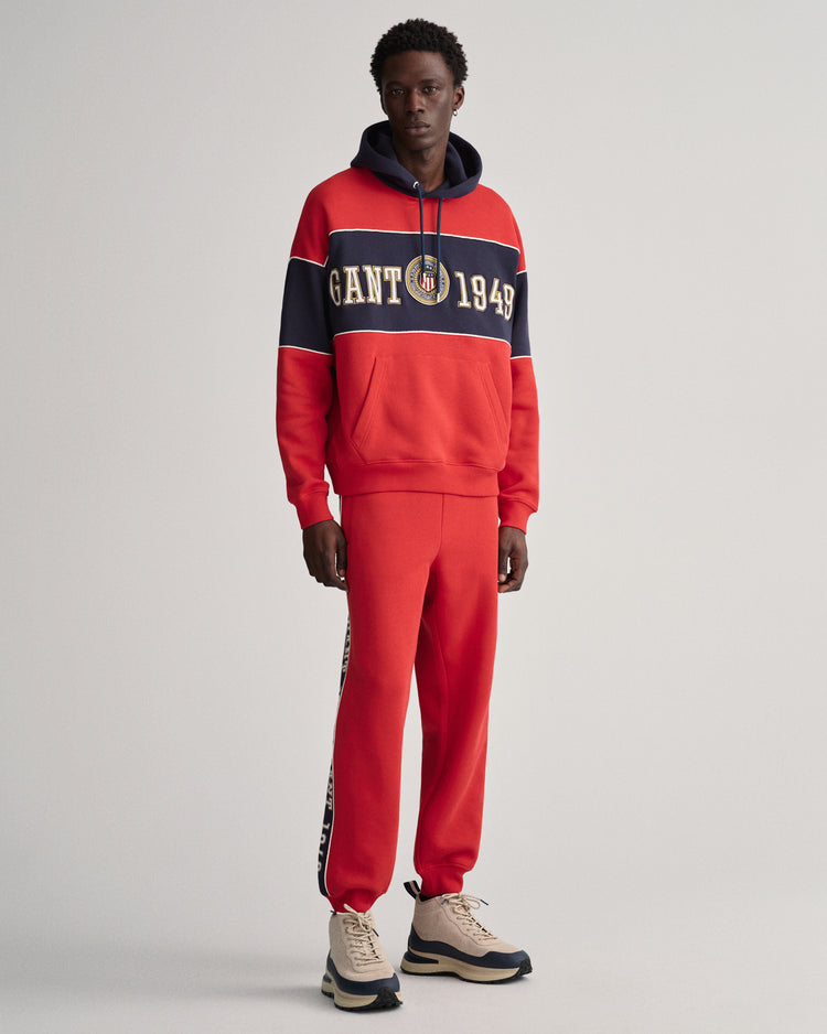 Bluza męska z kapturem z nadrukiem relaxed fit czerwona