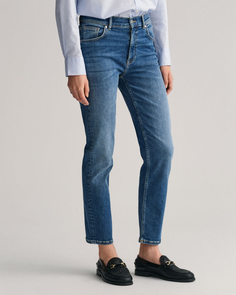 Spodnie jeansowe damskie slim fit niebieskie