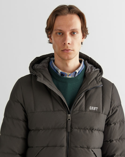 Kurtka męska z kapturem z nadrukiem regular fit szara