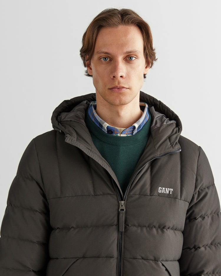 Kurtka męska z kapturem z nadrukiem regular fit szara