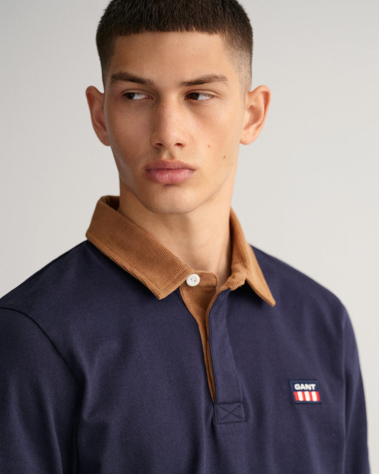 Męska granatowa koszulka rugby o kroju regular fit