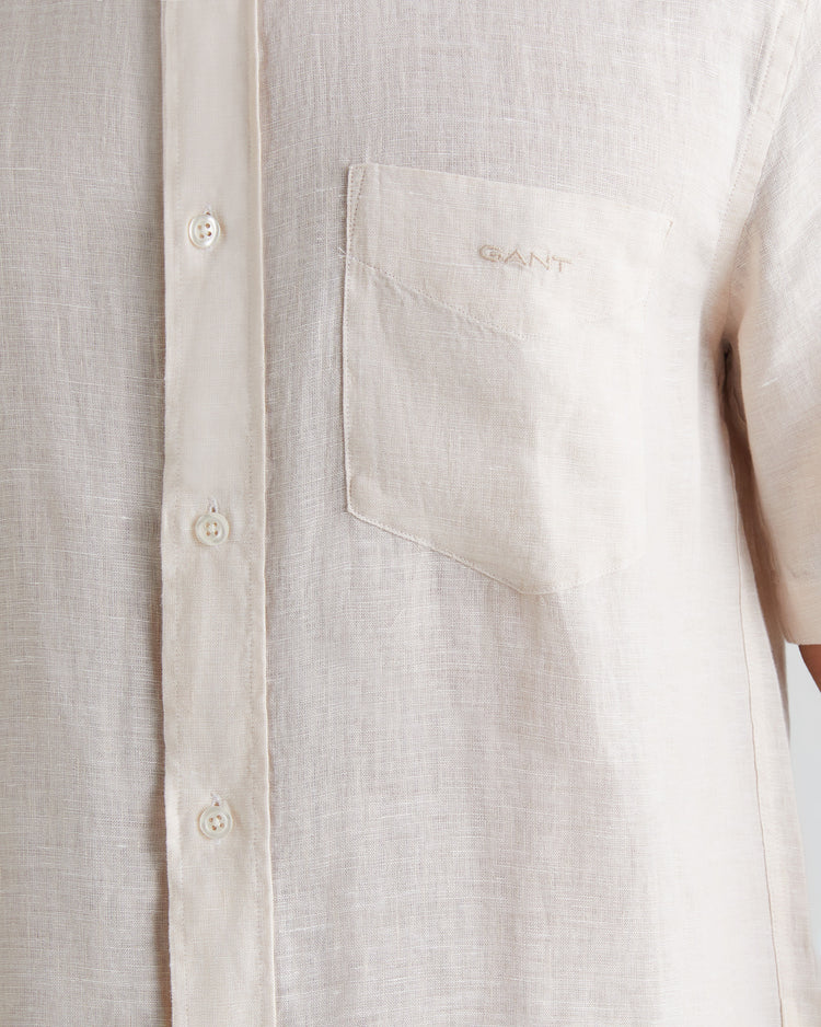 Koszula męska z krótkim rękawem regular fit beżowa