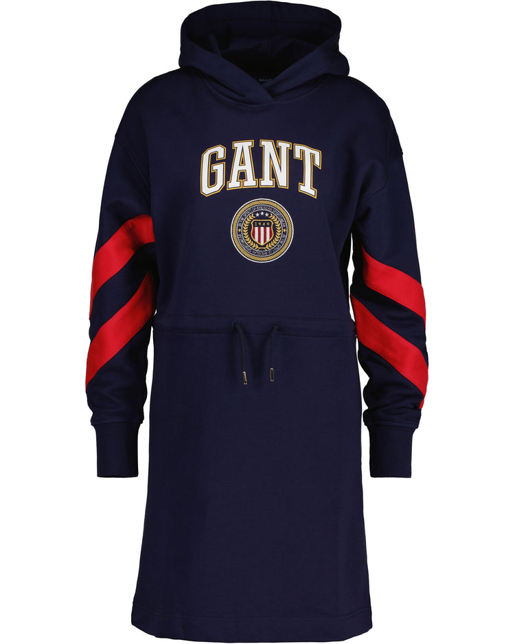 Bawełniana sukienka damska z długim rękawem niebieska