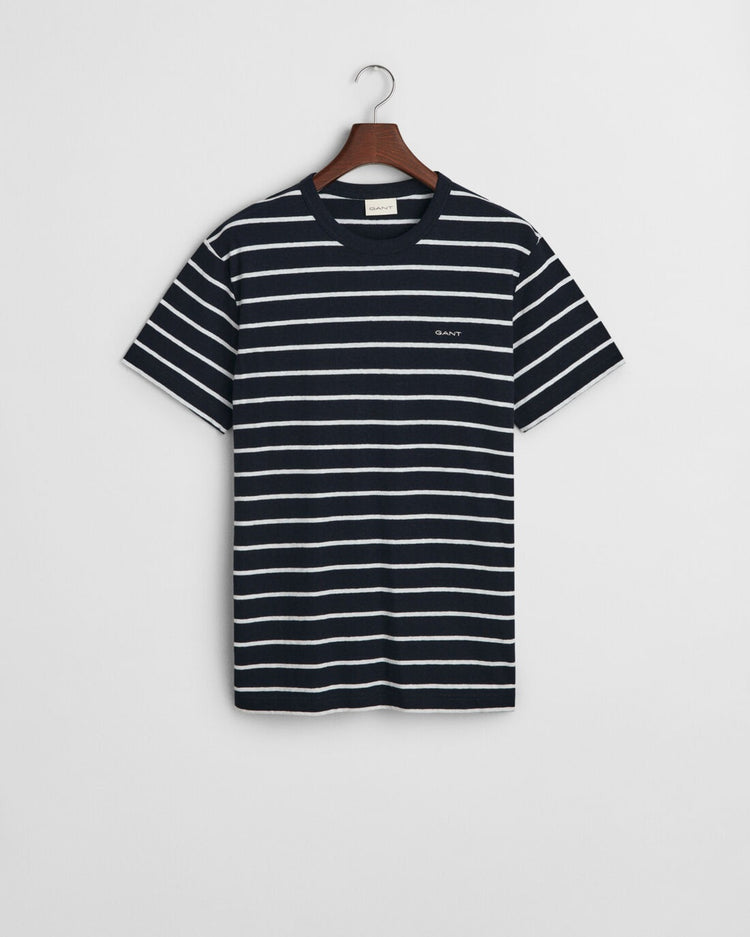T-shirt męski w paski z okrągłym kołnierzykiem regular fit
