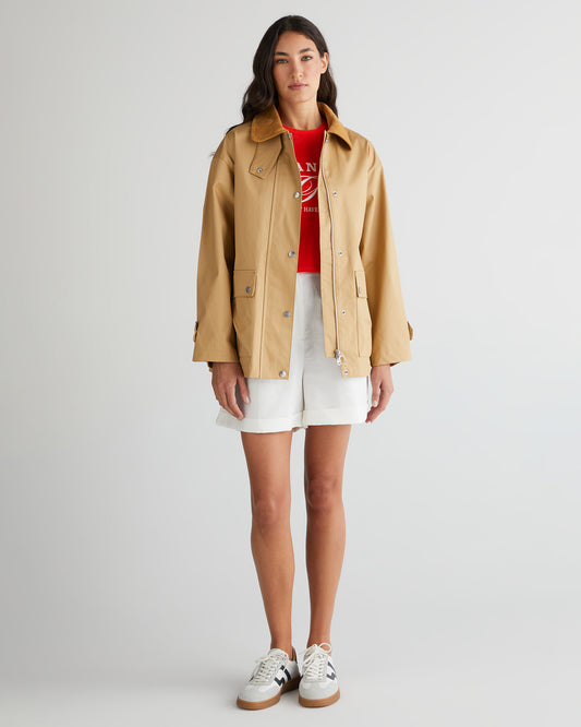 Kurtka damska z klasycznym kołnierzem z długim rękawem relaxed fit