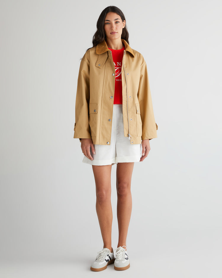 Kurtka damska z klasycznym kołnierzem z długim rękawem relaxed fit