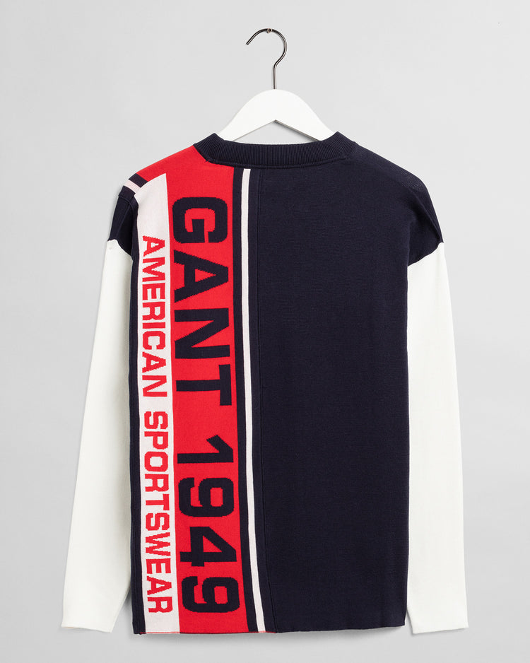 Bawełniany sweter męski z długim rękawem i okrągłym kołnierzykiem